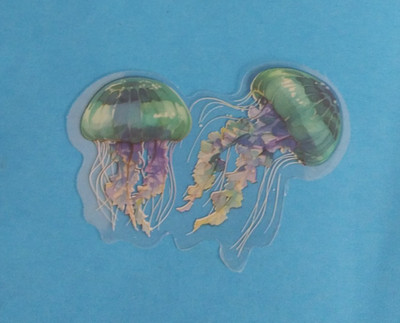 Beautiful Twin Swimming Jellyfish Transparent Sticker 2.25'' x 2.5'' (AS)