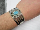 Vintage Made in Egypt Egyptian Faience Scarab Costume Jewelry Cuff Bracelet