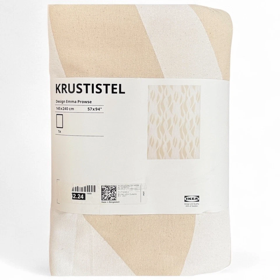 IKEA KRUSTISTEL White & Light Beige Patterned Tablecloth 57x94 " - Image 2 of 3