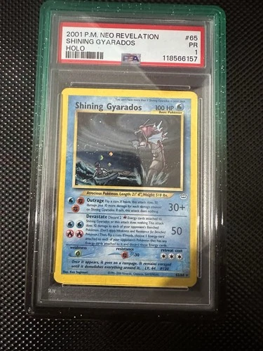 2001 POKEMON NEO REVELATION Unlimited #65 SHINING GYARADOS-HOLO PSA 1 🌀 Swirl