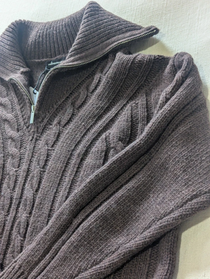 Olivaceous Women Cable Knit Chocolate Brown Sweater Size L Chunky Outdoors Count - Imagem 4 de 4