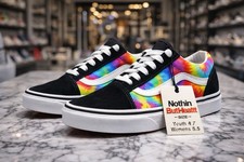 Vans Old Skool Tie Dye Black Rainbow Skate Shoes Women s 5.5