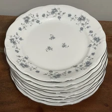 JOHANN HAVILAND Bavaria Germany Set of 8 Vintage Blue Garland  10" Dinner Plates