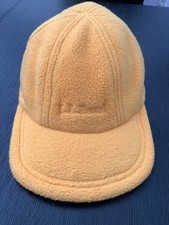 LL Bean Vintage Polartec Fleece Winter Baseball Cap Hat Yellow Size S/M USA Made