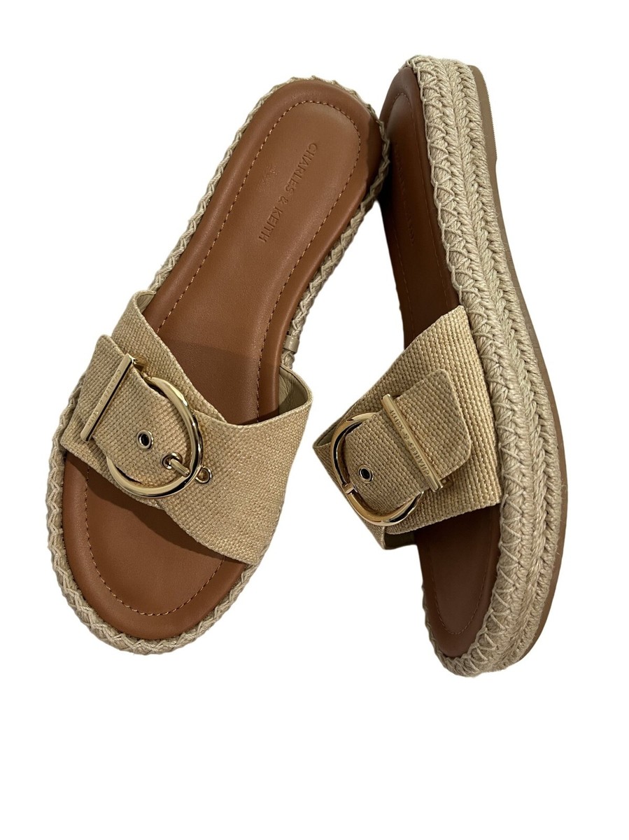 靴 Charles&Keith Buckled Espadrille Wedges Charles & Keith Buckled Woven Espadrille Sandals in Sand | eBay