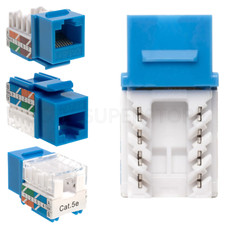 Blue Cat5e Keystone Jack 45 Degree Angled Network RJ45 110 Punch down CAT5 Lot
