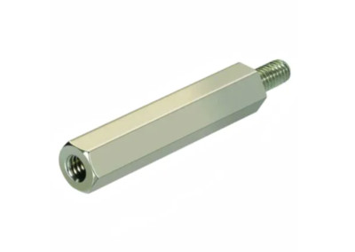 Gewindeabstandshalter M4 x 0,7 Gewinde, 16 mm Gehäuse, Messing, Außen/Innen, 8 mm Bolzen