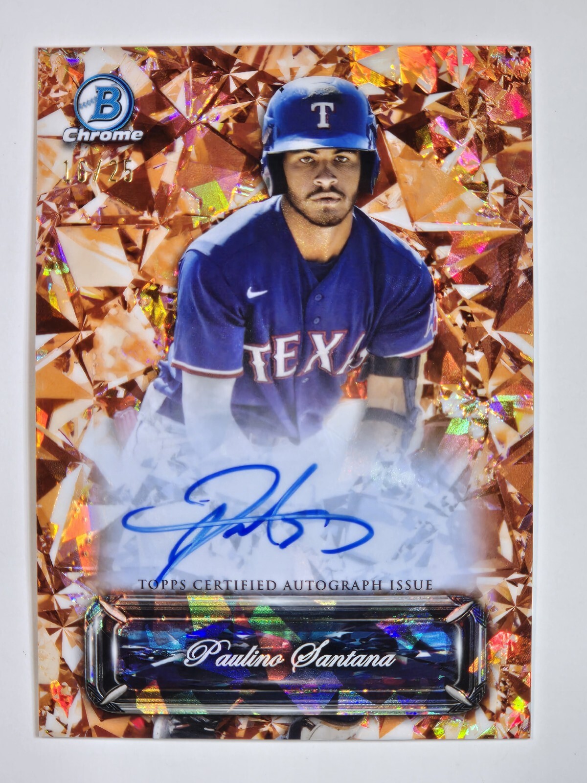 2024 Bowman Chrome Sapphire PAULINO SANTANA Sapphire Selections Auto Orange /25