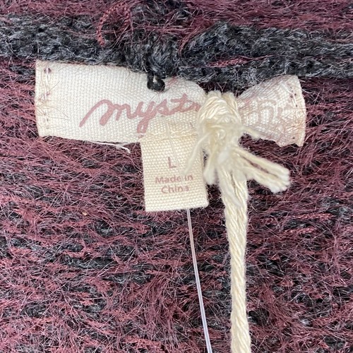 Mystree Kapuzenpullover Motiv Groß V-Ausschnitt Langarm Seitenschlitze Lila Grau Neu - Bild 9 von 11