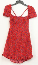 Womens Fashion Nova Open Back Red Berry Print  Dress S