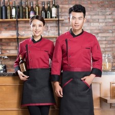 Chef Jacket Top Coat Catering Uniform Work Waitress Hotel Restaurant