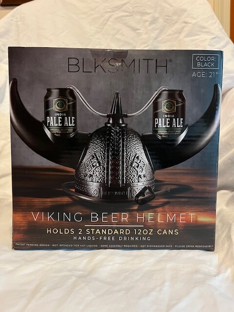 Viking Beer Helmet Black plastic with horns. From BLKSMITH, New in Box