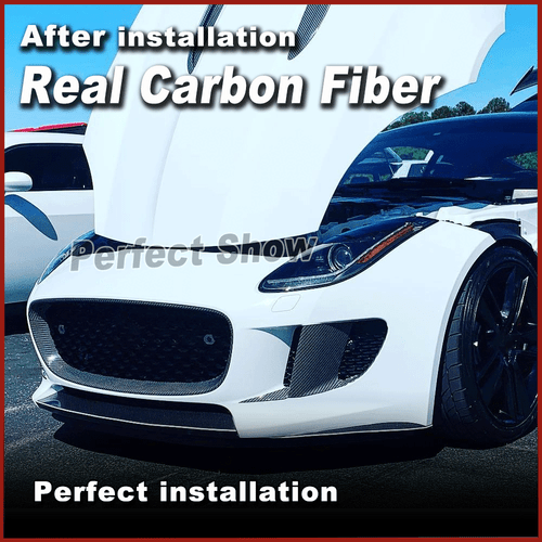 Fit For Jaguar F-type 2013-16 Real Carbon Fiber Front Bumper Grill Grille Frame  - Bild 4 von 13