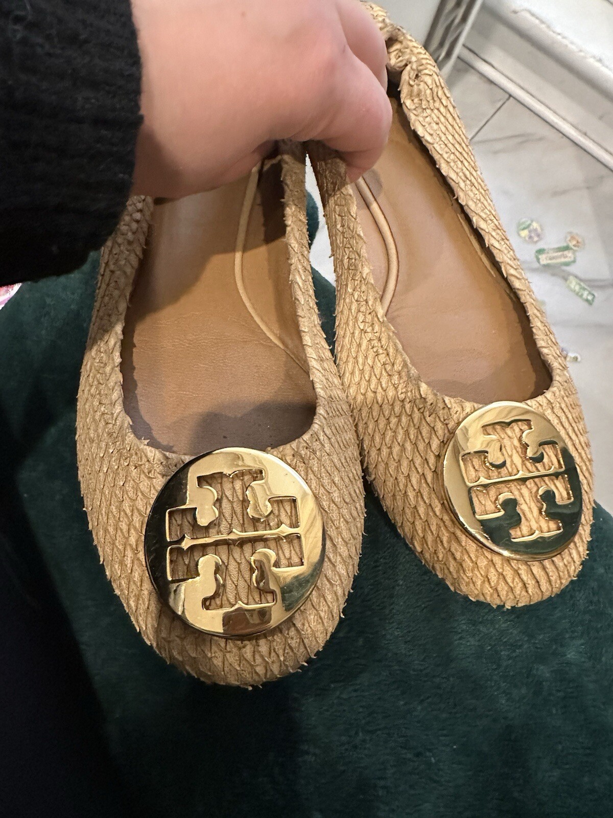 Tory Burch Reva Python Snake Texture Embossed Log… - image 1