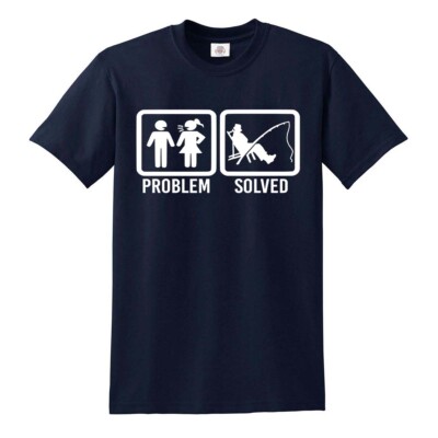 PROBLEM GELÖST ANGELN T-SHIRT Karpfenangeln Fischer Geschenk für Ihn Party Tshirt