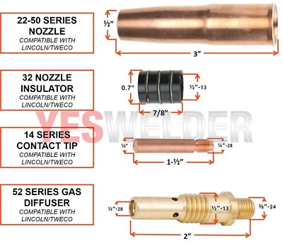 MIG Welding Gun Torch Stinger 15ft 250A Replacement Tweco #2 fits