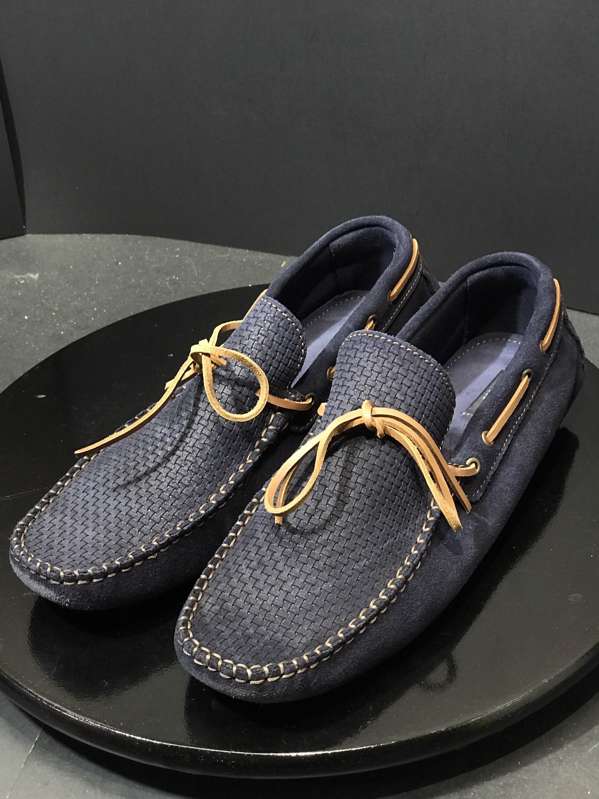 Dune London Men Navy Suede Weave Print 