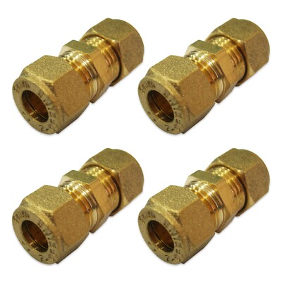 8 mm GERADE KOMPRESSIONSGLEICHVERSCHRAUBUNGEN 4 x GASROHRVERBINDER KUPFERROHR
