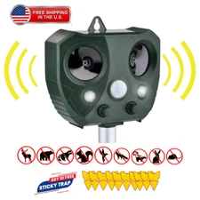 Upgraded Solar Ultrasonic Animal Repellent Dog Cat Skunk Deer Raccoon For Garden