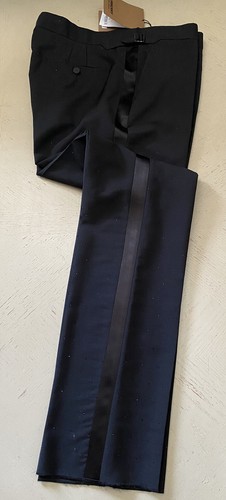 NWT $1395 Burberry Men Classic Fit Crystal-Embellished Pants Black 56 Eu