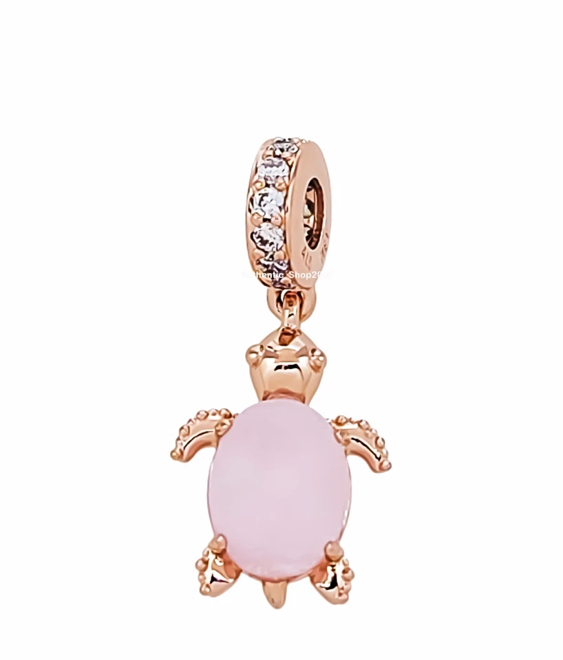 Nuevo Auténtico Dije Tortuga Marina Rosa Cristal Murano Oro Rosa Pandora 788939C01 Foto 3 de 4