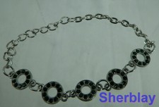 Costume Jewelry Childs Bracelet Green Rhinestone 6"