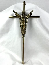 Rosary Wooden Cross Brass Crucifix Medal Religious Items Lot of 3