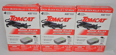 3 Boxes Tomcat Mouse Killer Kid Resistant Station Disposable 4oz