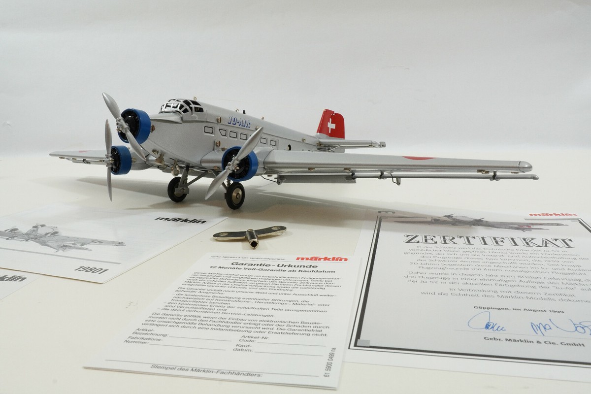 Märklin Metall 19801 Flugzeug JU 52 Junkers Schweizer Modell Märklin Metall 19801 Flugzeug JU 52 Junkers Schweizer Modell
