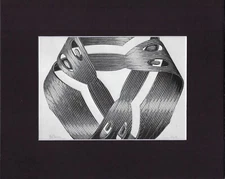 8X10" Matted Print Dimensional Art Picture MC Escher: Moebius Strip I, 1961