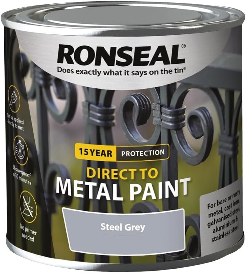 Direct to Rust Metal Paint Steel Grey Gloss, Matt or Satin Finish 250ml , 750ml