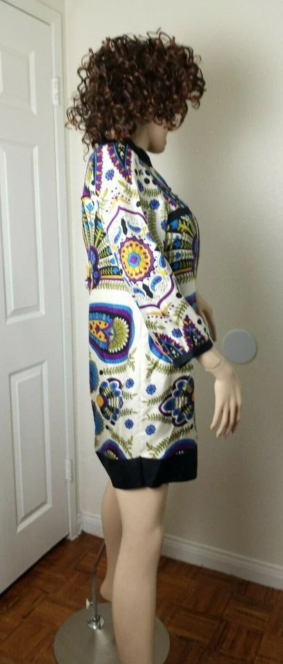 VESTIDO TIBI 100% SEDA MULTICOLOR PAISLEY FORRADO TALLA 12/GRANDE NUEVO Foto 2 de 4