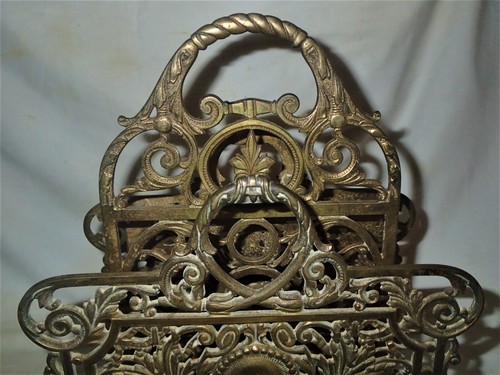 ANTIQUE 1870s VICTORIAN BRADLEY & HUBBARD #3572 CAST IRON BRASS DESK RACK HOLDER - Picture 4 of 12