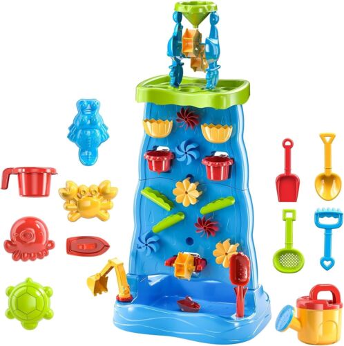 Beach Waterfall Water Sand Double-Sided Table Outdoor Toy Age 3-8 Boys Girls NIB