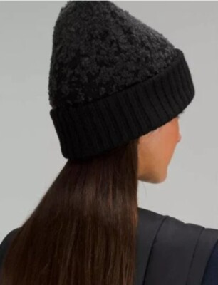 Lululemon Hat Ombre Knit Textured Beanie One Size Black Gray  display picture 3