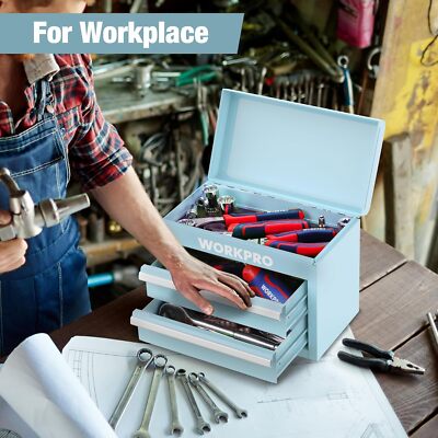 Mini Metal Tool Box with 2 Drawers and Top Storage Small Tool