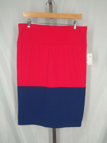 Lularoe Cassie Pencil Skirt Size XL Pink Blue Color Block New