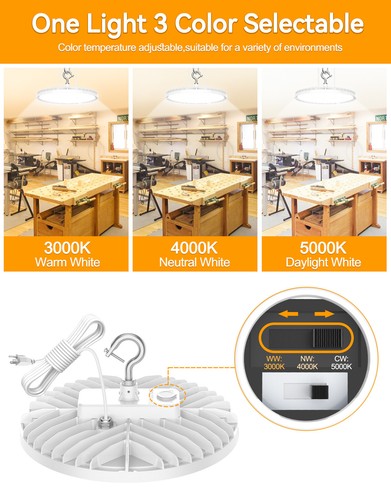 White LED High Bay Light 150W 120W 90W Adjust 3000K 4000K 5000K UL & DLC Listed - Picture 8 of 15