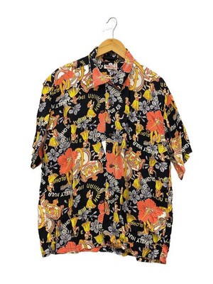 SUN SURF Aloha Shirt -- Rayon, Black, All-over Print SS93213
