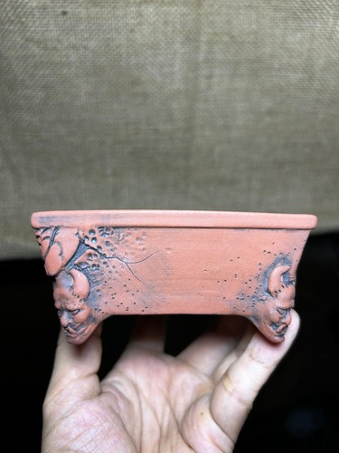 Dragon sculpture bonsai pot, Ceramic, 4 legs sculpture Hanya Oni, size 5" - Picture 6 of 10