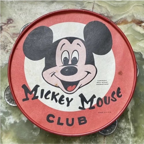 VINTAGE 1950s 1960s WALT DISNEY'S MICKEY MOUSE CLUB MOUSEKETEERS KIDS TAMBOURINE