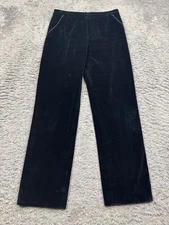Carlisle Pants Women 6 Black Velvet Velour High Rise Straight Leg Career Trouser