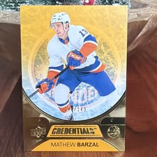 2021-22 Upper Deck Credentials Mathew Barzal Orange Parallel #23/149 Islanders