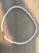 Vtg Hawaiian Puka Shell 18" Inch Necklace Surfer Beach Beaded Barrel Clasp White