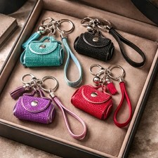 Luxury Rhinestone Mini Purse Keychain Sparkling Crystal Handbag Charm Bling NEW