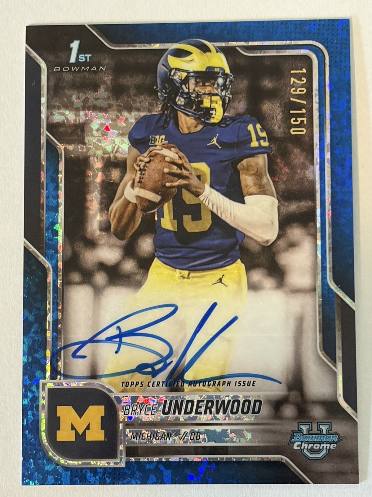 2025 Bowman U Chrome Blue Diamond Refractor Auto #BCA-BUN Bryce Underwood /150