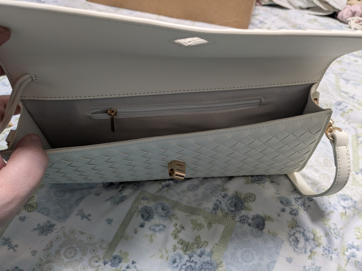 Few Moda Theia Woven Clutch Purse in Cream | eBay display picture 1