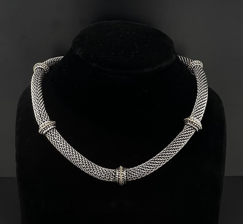 Stephen Dweck Sterling Mesh Tube Collar Necklace 17.25"