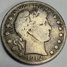 1912-D Better Grade Denver Mint Silver Barber Half Dollar