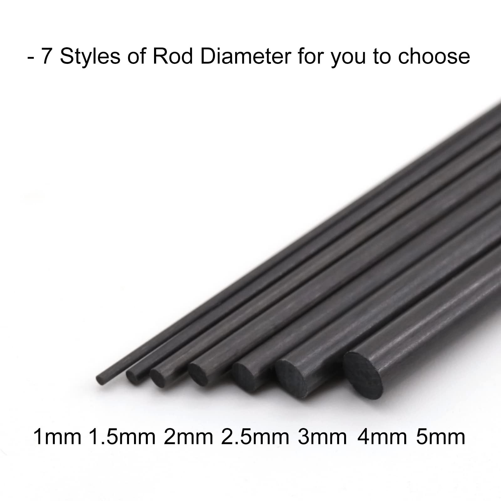 10 PCS Carbon Fiber Rods 1mm x 400mm Solid Matte Round Bar DIY Crafts RC Plane